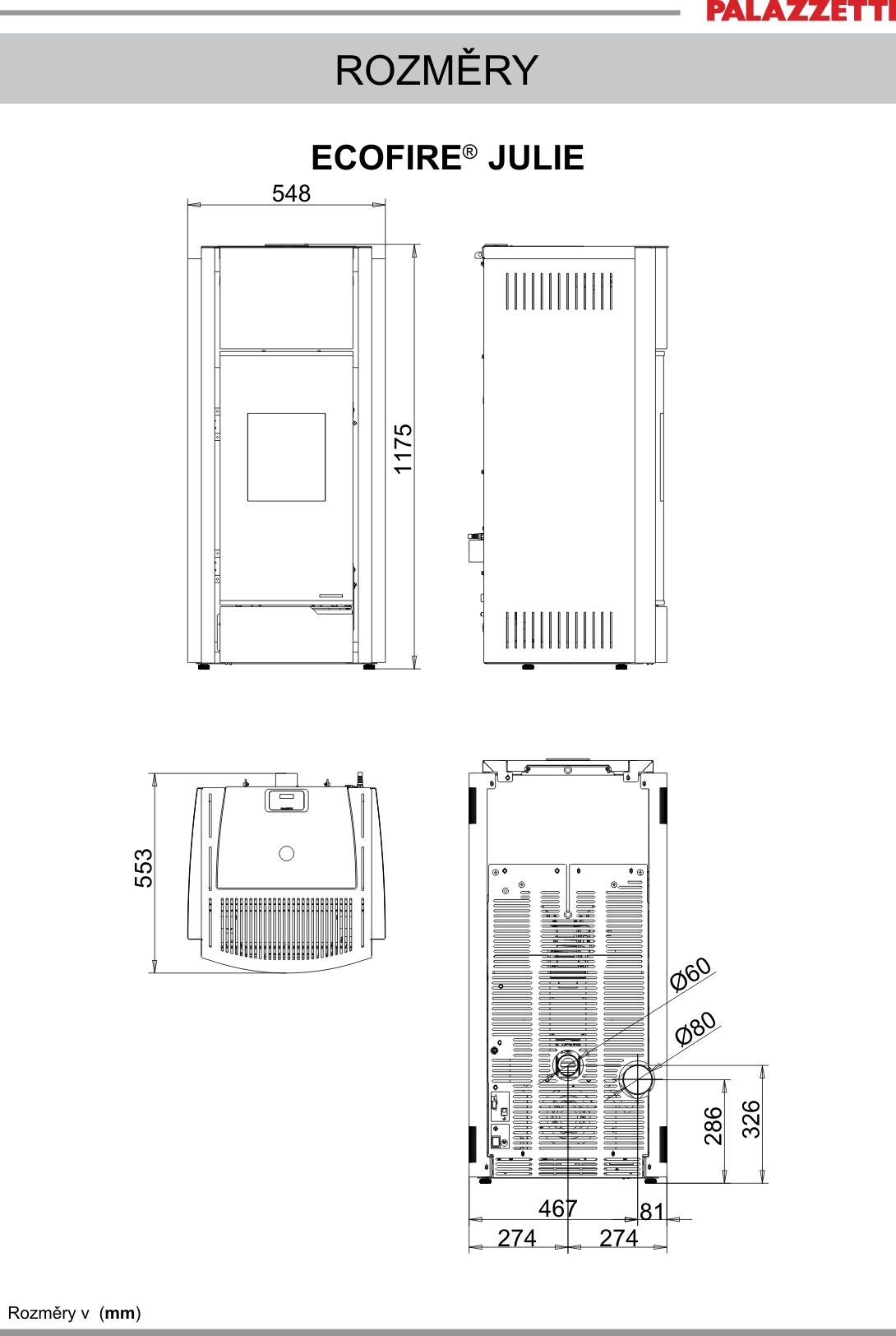 Kamna na pelety JULIE 9 kW Palazzetti akumulační obklad Mastek