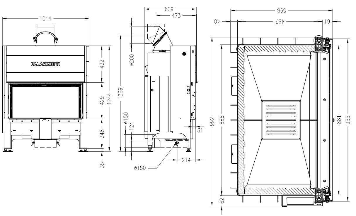 Krbová vložka SUNNY FIRE SF 88 Front C*  Palazzetti
