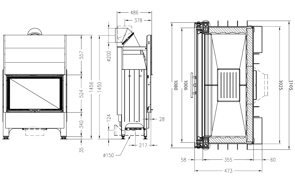 Krbová vložka SUNNY FIRE SF 100 Front C* Palazzetti