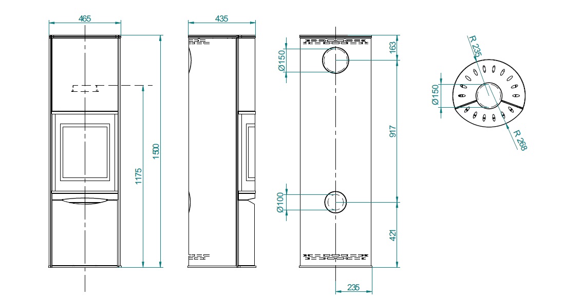 Krbová kamna Erica s akumulací Palazzetti s externím vzduchem