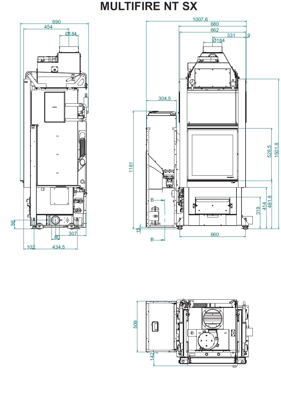 Multifire NT 15 SX krbová vložka na dřevo a pelety