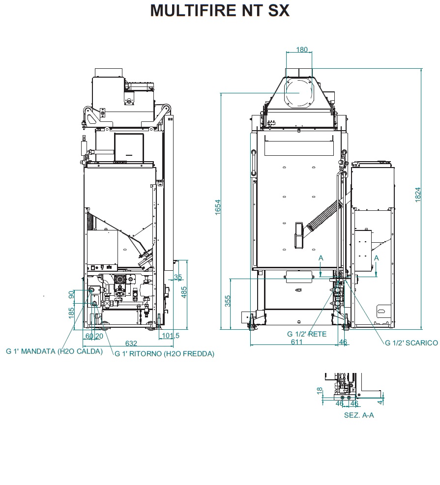 Multifire NT 15 SX krbová vložka na dřevo a pelety