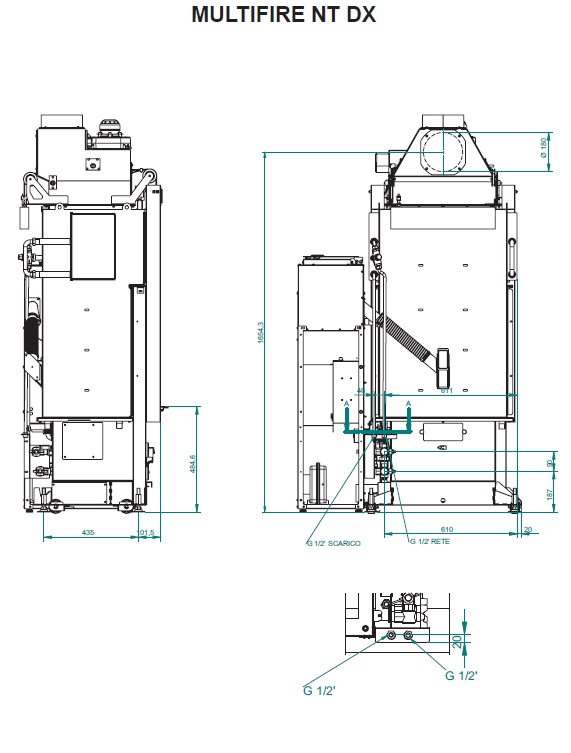 Multifire NT 22 DX krbová vložka na dřevo a pelety