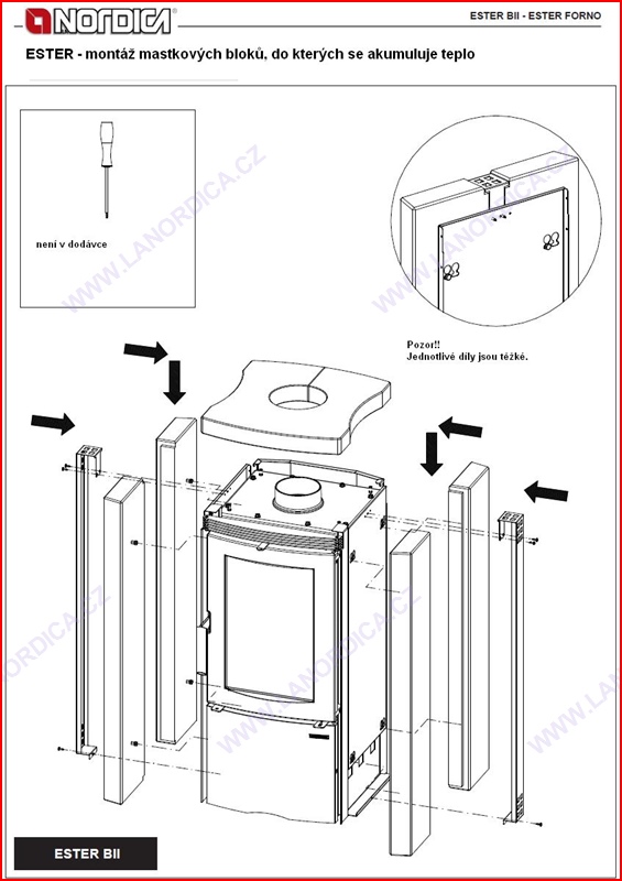 ESTER -  krbová kamna 7,5 kW s mastkovým obložením