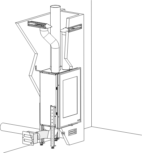 Krbová vložka VISION 7 KW pro zazdění s externím vzduchem a rozvody vzduchu.