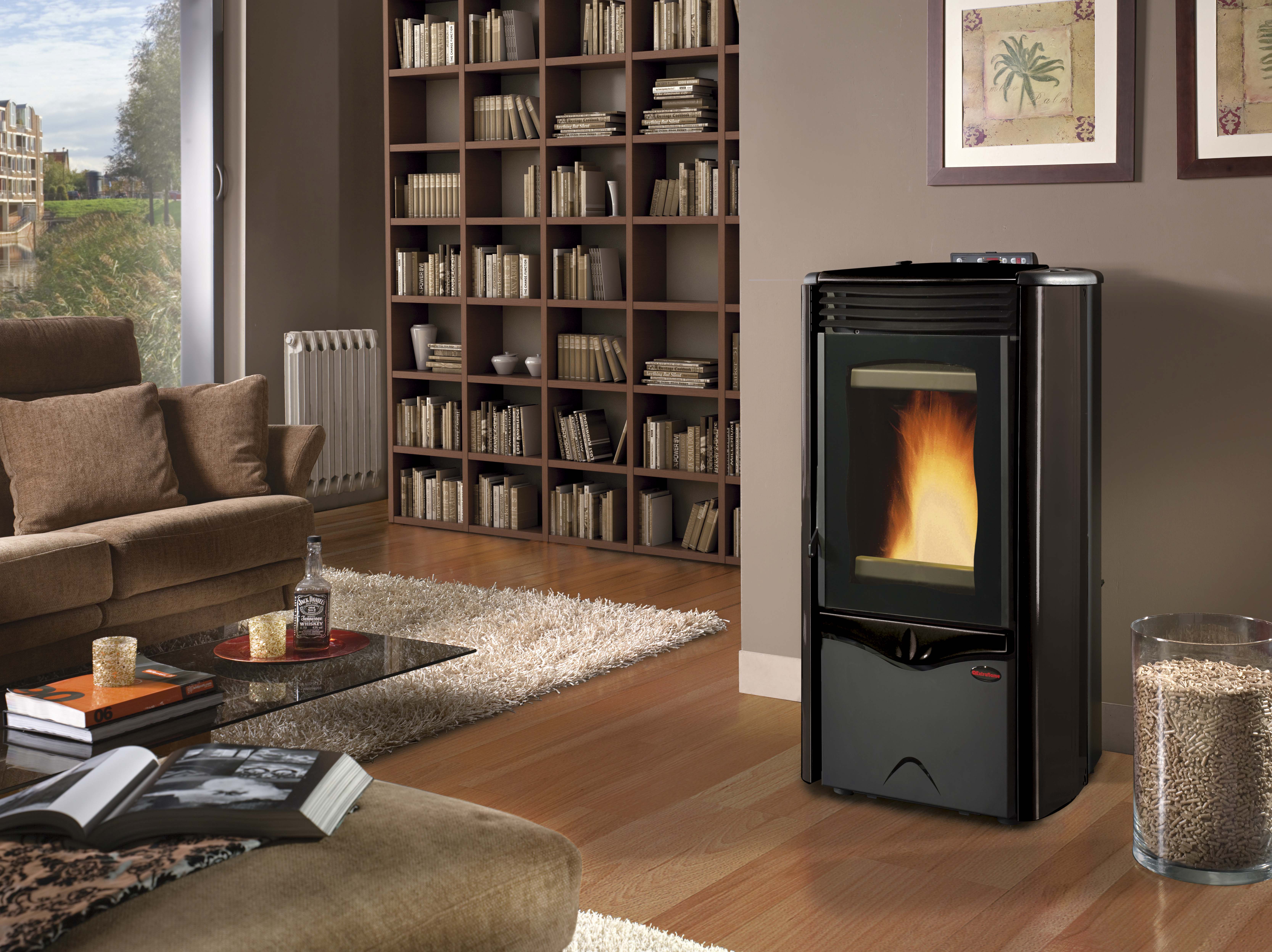 Peletová kamna s výměníkem DUCHESSA  idro steel 12 kW EXTRAFLAME